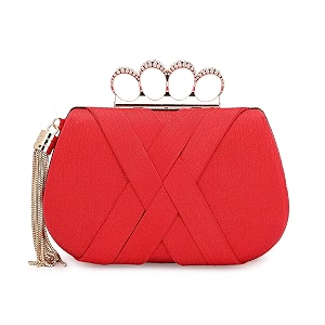 tooba handicraft designer bling box clutch with 4-ring knuckle handle amp tassel  bridal party wedding amp evening purse for women and girls