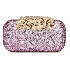 tooba handicraft beautiful diamond crystal flower box clutch bag purse for bridal casual wedding metallic light purple