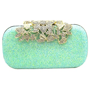 tooba handicraft beautiful diamond crystal flower box clutch bag purse for bridal casual wedding sparkling green