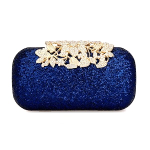 tooba women39s clutch metallic navy blue