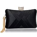 TOOBA Women's Beautiful Flower Box Clutch Bag | Detachable Chain Sling Strap| Ladies Purse Wallet, Black