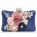 TOOBA Women's Beautiful Flower Box Clutch Bag | Detachable Chain Sling Strap| Ladies Purse Wallet, Blue