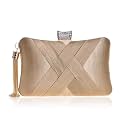 TOOBA Women Handicraft Beautiful Flower Box Clutch Bag Purse, Size 8x5 inches For Bridal, Casual, Party, Wedding (Gold Shining)