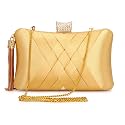TOOBA Women Beautiful Flower Box Clutch Bag | Detachable Chain Sling Strap| Ladies Purse Wallet, Gold