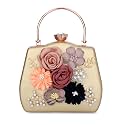 TOOBA Women's Beautiful Flower Box Clutch Bag | Detachable Chain Sling Strap| Ladies Purse Wallet,gold