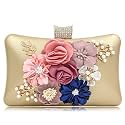 TOOBA Women's Beautiful Flower Box Clutch Bag | Detachable Chain Sling Strap| Ladies Purse Wallet,gold