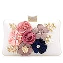 TOOBA Women Handicraft Beautiful Flower Box Clutch Bag Purse, Size 8x5 inches For Bridal, Casual, Party, Wedding (White)