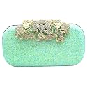 TOOBA Handicraft Beautiful Diamond Crystal Flower Box Clutch Bag Purse for Bridal, Casual, Wedding (Sparkling Green)