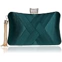 TOOBA Women's Beautiful Flower Box Clutch Bag | Detachable Chain Sling Strap| Ladies Purse Wallet, Green