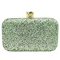 TOOBA Handicraft Beautiful Bling Pearl Box Clutch Bag Purse for Bridal, Casual, Wedding (Green)