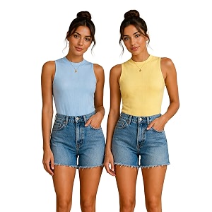 toochki tops for women crop top for women39s tank activewear tee casual sports cotton high neck camisole pack of two 2