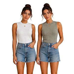 toochki tops for women crop top for women39s tank activewear tee casual sports cotton high neck camisole pack of two 2