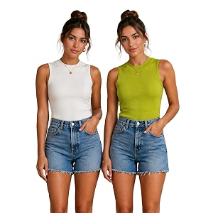 toochki tops for women crop top for women39s tank activewear tee casual sports cotton high neck camisole pack of two 2