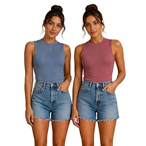 toochki tops for women crop top for women39s tank activewear tee casual sports cotton high neck camisole pack of two 2