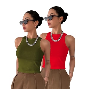 toochki tops for women crop top for women39s tank activewear tee sports western casual cotton camisole pack of 2 combo
