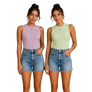 toochki tops for women crop top for women39s tank activewear tee casual sports cotton high neck camisole pack of two 2