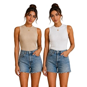 toochki tops for women crop top for women39s tank activewear tee casual sports cotton high neck camisole pack of two 2