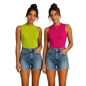 toochki tops for women crop top for women39s tank activewear tee casual sports cotton high neck camisole pack of two 2