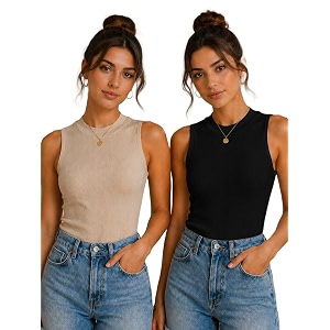 toochki tops for women crop top for women39s tank activewear tee casual sports cotton high neck camisole pack of two 2