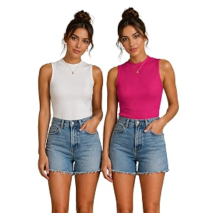 toochki tops for women crop top for women39s tank activewear tee casual sports cotton high neck camisole pack of two 2