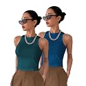 Toochki Tops for Women Crop Top for Women's Tank Activewear Tee Sports Western Casual Cotton Camisole Pack of 2 Combo