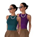 Toochki Tops for Women Crop Top for Women's Tank Activewear Tee Sports Western Casual Cotton Camisole Pack of 2 Combo