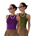 Toochki Tops for Women Crop Top for Women's Tank Activewear Tee Sports Western Casual Cotton Camisole Pack of 2 Combo