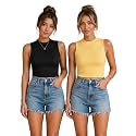 Toochki Tops for Women Crop Top for Women's Tank Activewear Tee Casual Sports Cotton High Neck Camisole Pack of Two (2)