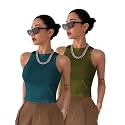 Toochki Tops for Women Crop Top for Women's Tank Activewear Tee Sports Western Casual Cotton Camisole Pack of 2 Combo