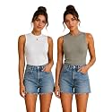 Toochki Tops for Women Crop Top for Women's Tank Activewear Tee Casual Sports Cotton High Neck Camisole Pack of Two (2)