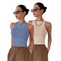 Toochki Tops for Women Crop Top for Women's Tank Activewear Tee Sports Western Casual Cotton Camisole Pack of 2 Combo