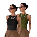 Toochki Tops for Women Crop Top for Women's Tank Activewear Tee Sports Western Casual Cotton Camisole Pack of 2 Combo