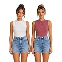 Toochki Tops for Women Crop Top for Women's Tank Activewear Tee Casual Sports Cotton High Neck Camisole Pack of Two (2)