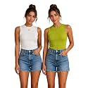 Toochki Tops for Women Crop Top for Women's Tank Activewear Tee Casual Sports Cotton High Neck Camisole Pack of Two (2)