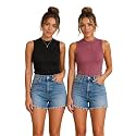 Toochki Tops for Women Crop Top for Women's Tank Activewear Tee Casual Sports Cotton High Neck Camisole Pack of Two (2)