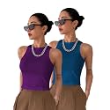 Toochki Tops for Women Crop Top for Women's Tank Activewear Tee Sports Western Casual Cotton Camisole Pack of 2 Combo