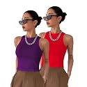 Toochki Tops for Women Crop Top for Women's Tank Activewear Tee Sports Western Casual Cotton Camisole Pack of 2 Combo