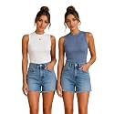 Toochki Tops for Women Crop Top for Women's Tank Activewear Tee Casual Sports Cotton High Neck Camisole Pack of Two (2)