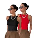 Toochki Tops for Women Crop Top for Women's Tank Activewear Tee Sports Western Casual Cotton Camisole Pack of 2 Combo