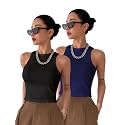 Toochki Tops for Women Crop Top for Women's Tank Activewear Tee Sports Western Casual Cotton Camisole Pack of 2 Combo