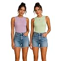 Toochki Tops for Women Crop Top for Women's Tank Activewear Tee Casual Sports Cotton High Neck Camisole Pack of Two (2)