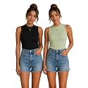 Toochki Tops for Women Crop Top for Women's Tank Activewear Tee Casual Sports Cotton High Neck Camisole Pack of Two (2)