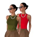 Toochki Tops for Women Crop Top for Women's Tank Activewear Tee Sports Western Casual Cotton Camisole Pack of 2 Combo