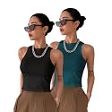 Toochki Tops for Women Crop Top for Women's Tank Activewear Tee Sports Western Casual Cotton Camisole Pack of 2 Combo