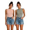 Toochki Tops for Women Crop Top for Women's Tank Activewear Tee Casual Sports Cotton High Neck Camisole Pack of Two (2)