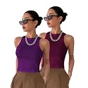 Toochki Tops for Women Crop Top for Women's Tank Activewear Tee Sports Western Casual Cotton Camisole Pack of 2 Combo