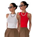 Toochki Tops for Women Crop Top for Women's Tank Activewear Tee Sports Western Casual Cotton Camisole Pack of 2 Combo