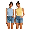 Toochki Tops for Women Crop Top for Women's Tank Activewear Tee Casual Sports Cotton High Neck Camisole Pack of Two (2)