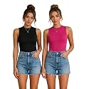 Toochki Tops for Women Crop Top for Women's Tank Activewear Tee Casual Sports Cotton High Neck Camisole Pack of Two (2)