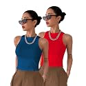 Toochki Tops for Women Crop Top for Women's Tank Activewear Tee Sports Western Casual Cotton Camisole Pack of 2 Combo